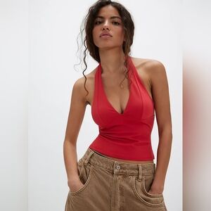 Free People Intimately Still Here Halter Cami Top Sz Small Red NEW